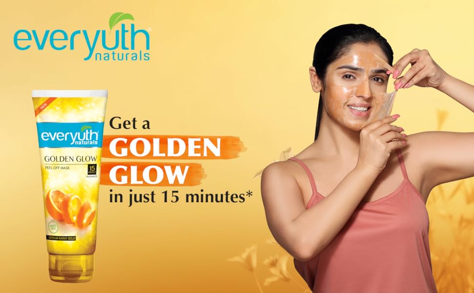Everyuth Natural Advanced Golden Glow Peel Off Mask for Instant Glow Skin, 100 gm