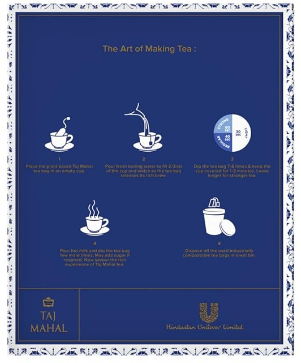 Taj Mahal Tea Bags 100 pcs, Rich and Flavourful Chai - Premium Blend of Powdered Fresh Loose Tea Leaves Flavour : orange