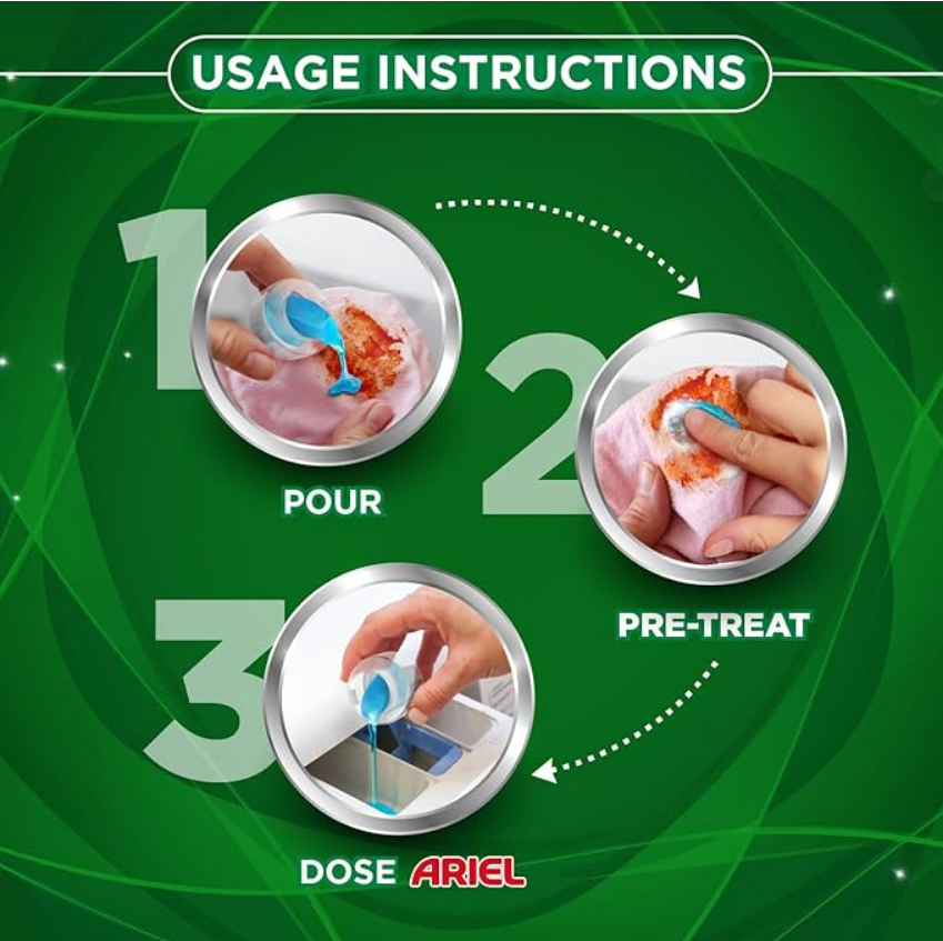Ariel Liquid Detergent Front Load - 2L | Removes 7 day dried-in Stains in 1 wash inside Washing Machine