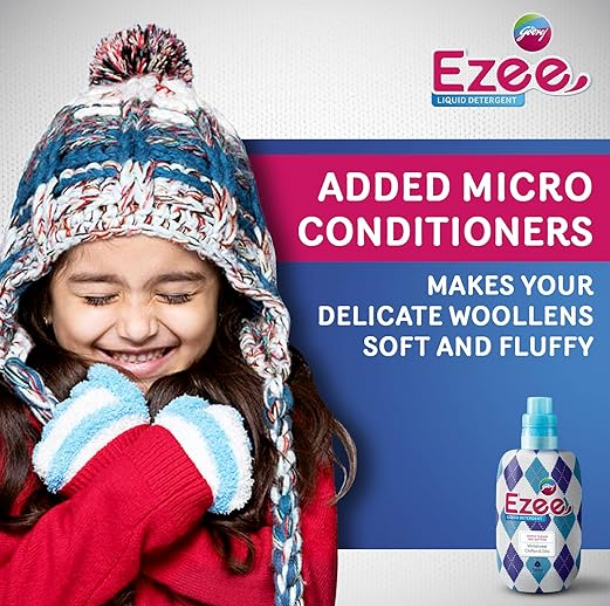 Godrej Ezee Liquid Detergent for both Top load and Front load Washing - 500g Bottle, for Winter Wear