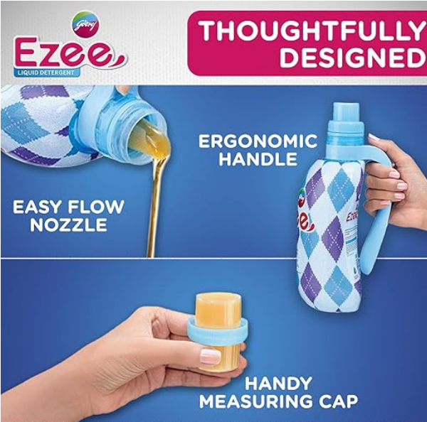 Godrej Ezee Liquid Detergent for both Top load and Front load Washing - 500g Bottle, for Winter Wear