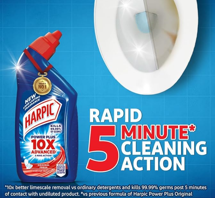Harpic Disinfectant Bathroom Cleaner Liquid, Floral - 1L & Harpic Disinfectant Toilet Cleaner Liquid, Original - 1 L | India's # 1 Toilet Cleaner