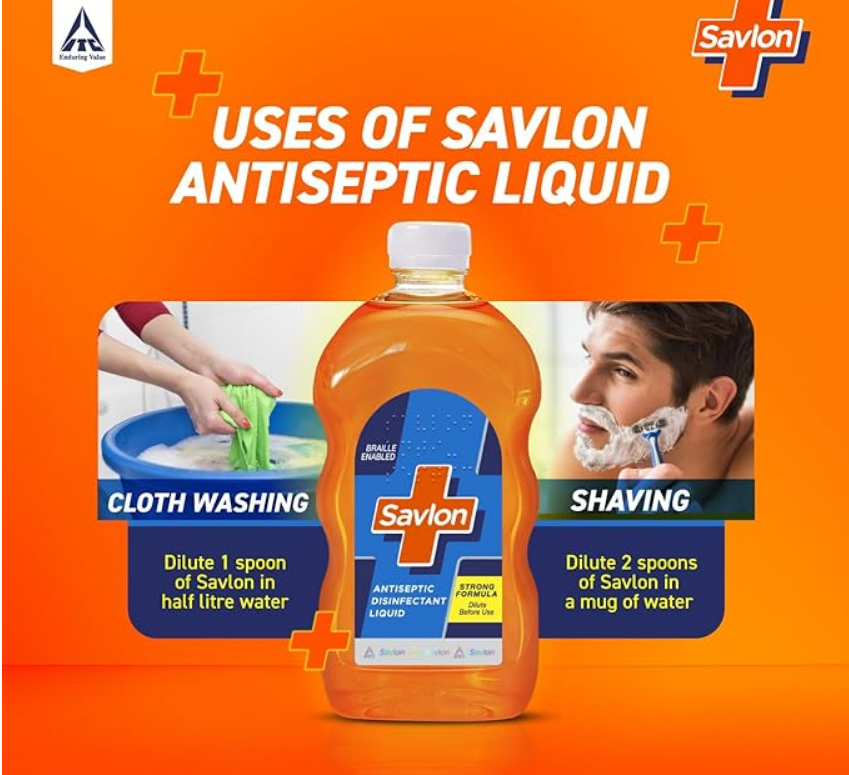 Savlon Antiseptic Disinfectant Liquid for First Aid, Personal Hygiene, and Home Hygiene - 1000ml