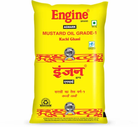 Engine Kachi Ghani Mustard Oil Mustard Oil Pouch  (1 L)