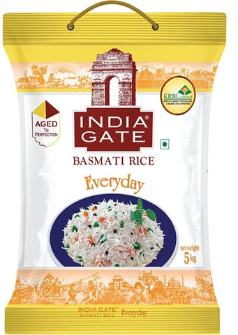 INDIA GATE All Rounder Everyday | Aged Rice | Fluffy & Non-Sticky Basmati Rice (Medium Grain, Polished)  (5 kg)