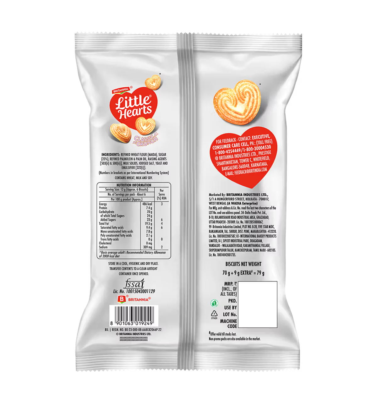 BRITANNIA Little Hearts Classic Crunch Sweet & Salty Biscuit (Mitha & Luniya)  (70 g)