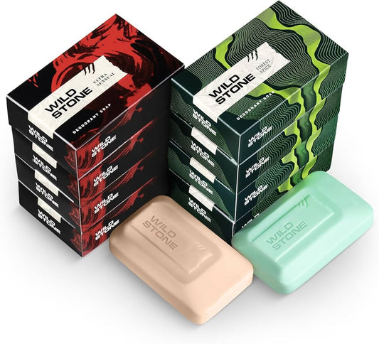 Wild Stone Ultra Sensual and Forest Spice Soaps for Bath, (Pack of 8, 100gm each) | Skin-Friendly & Nourishing Soap | For All Skin Types Body Soap