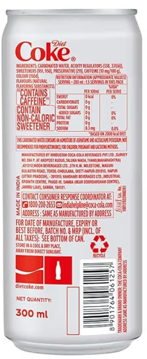 Coca-Cola Diet Soft Drink, 300 ml – Great Taste, Zero Sugar