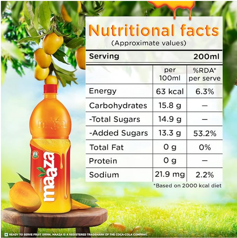 Maaza Mango Drink, 1.2 L – Real Mango Indulgence