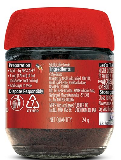 NESCAFE Classic Instant Coffee Powder | Great start to your morning | 100% Pure Coffee | 24g Jar