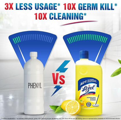 Lizol Disinfectant Surface & Floor Cleaner Liquid, Citrus - 1 Litre | Suitable for All Floor Cleaner Mops | Kills 99.9% Germs| India's #1 Floor Cleaner