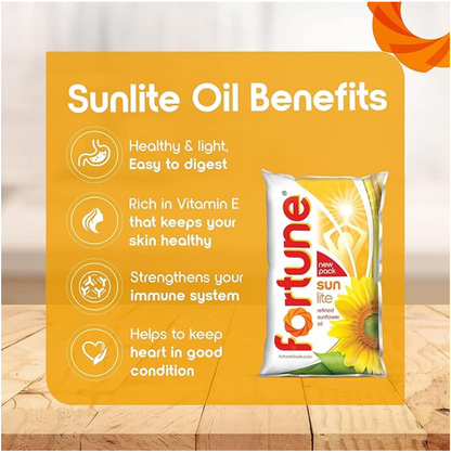 Fortune Sunlite Refined Sunflower Oil – 1 litter Pouch