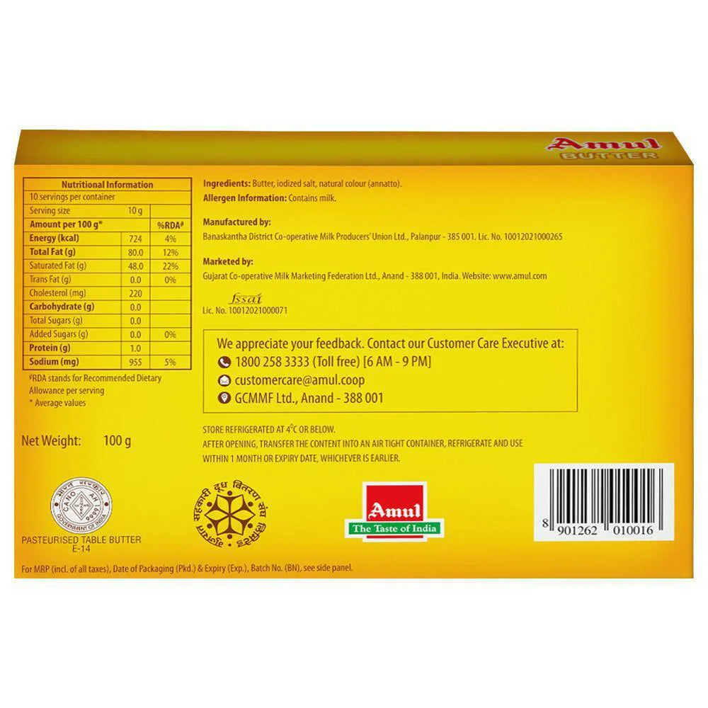 Amul Pasteurised Salted Butter  (100 g)