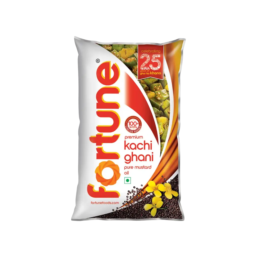 FORTUNE Premium kachi ghani pure Mustard Oil Pouch (Sarson Tel)  (1 L)