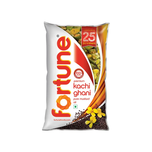 FORTUNE Premium kachi ghani pure Mustard Oil Pouch (Sarson Tel)  (1 L)