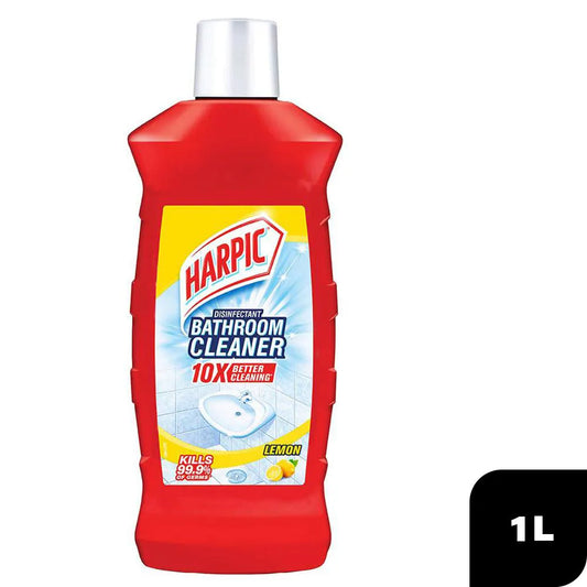 Harpic Bathroom Cleaner Liquid, Lemon - 1 Litre | New Thicker Bathroom Floor Cleaner | Red Harpic Bottle